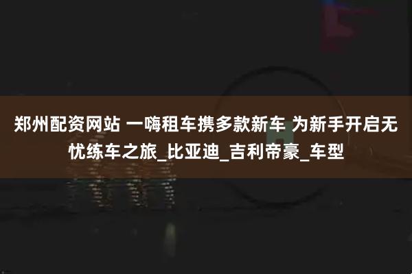 郑州配资网站 一嗨租车携多款新车 为新手开启无忧练车之旅_比亚迪_吉利帝豪_车型